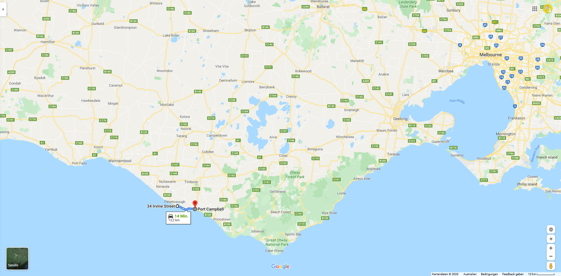 2019 12 18  08 Peterborough bis Port Campbell Route